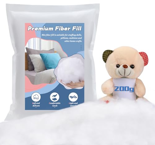 luokefe 200g Stuffing for Crochet, Soft Polyester Poly Filling Stuffing for Stuffed Animals, Fiber Fill Stuffing for Small Pillow Cushion Stuffed DIY Crafts /0.44lb