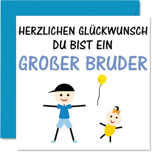 Stuff4 Karte zur Geburt Junge Mädchen | Herzlichen Glückwunsch du Bist ein Großer Bruder, Babykarten zur Geburt Baby Karte Geburt Babyparty