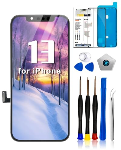 Dinow Écran pour iPhone 13, 6.1 LCD Display pour iPhone 13, Ecran pour iPhone 13 LCD Replacement avec Kit de Reparation, Compatible avec modèle A2482/ A2631/ A2634/ A2635/ A2633((Face ID, 3D Touch)