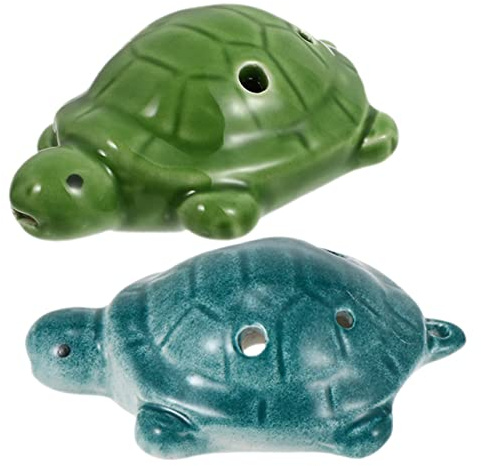 2 Stück Schildkrötenförmige 6-loch Keramik Okarinas für Anfänger | Originelle Souvenir Ausführung, Leicht zu Spielen und Leicht zu Lernen, für Musikliebhaber