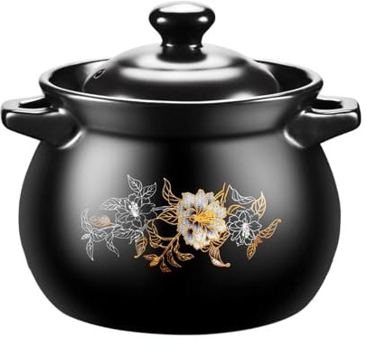 LyzqxHL Keramikpfannen, Tontöpfe for Kochen, Keramik-Auflauf, chinesischer Keramik-Kochtopf, Eintopf, Suppentopf mit Deckel, Tontopf for Kochen, Backen und Kochen(5L)