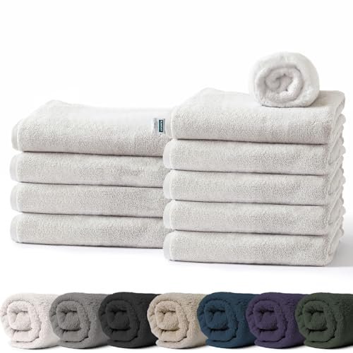 KARAT 10er Pack Seiftücher Weiß 30 x 30 cm aus 100% Baumwolle, Oeko-Tex 100 Zertifiziert, Frottier Waschlappen Set, Handtuch (Bay)
