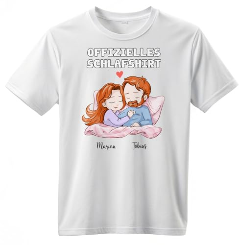 Love Faith - Personalisiertes Schlafshirt für Paare mit euren Namen und Einer individuellen Abbildung - 100% Baumwolle