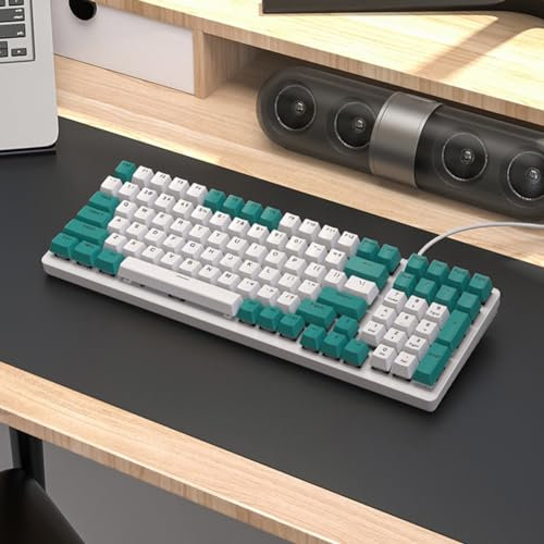 ARVALOLET NKRO Red Switch Clavier mécanique filaire de jeu 100 touches (Aqua Green)