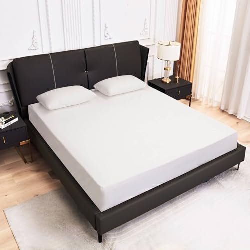 Spannbetttücher Weiß, Fitted Sheet Mattress Volltonfarbe Polyester Spannbettlaken 80X200cm 1 Stück