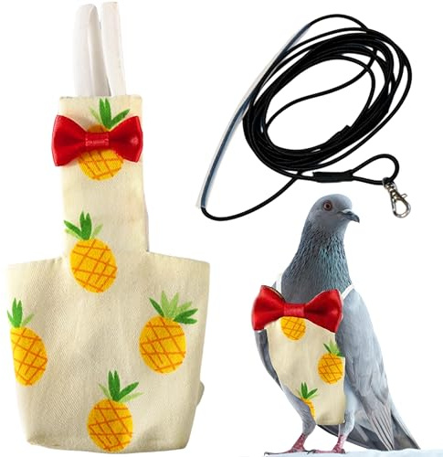 Birds Pigeon Diaper Pants Harness and Leash, Bird Diapers for Pigeons and Leash Harness, Diapers for Birds Cockatiel Parrot, Parakeet Diaper, Pigeon Pants, Parrot Clothes for Bird (XL-Pineapple)