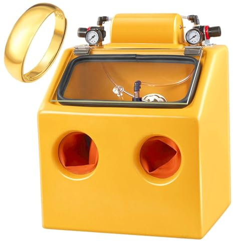 Portable Sand Blaster Cabinet, Heavy Duty Wet and Dry Sandblaster for Parts Processing, Adjustable Air Pressure and Two-Hand Operations with Built-in Lighting