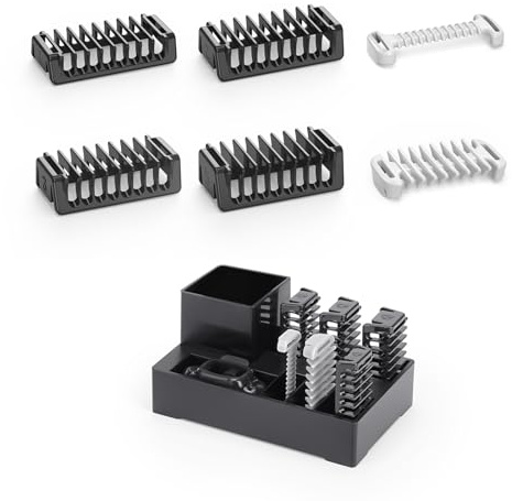 Peines de Protección con Soporte, Peine Guía Compatible con O Blade Pro QP2734 QP2824 QP25xx QP26xx Pro QP65xx QP66xx, Oblade Peine Sujetadores Zuecos para Recortadora (6 Piezas + Soporte)