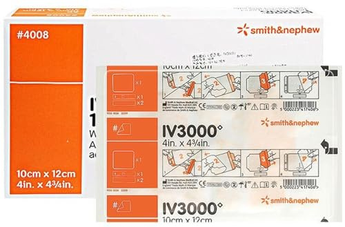 Apósito Estéril Transparente, IV3000 Parche De Venoso PICC A Prueba De Agua,Cinta Médica para Vendaje De Heridas,Parches para La Piel,Vendaje De Fijación Elástica,10X12cm 5 Pieces