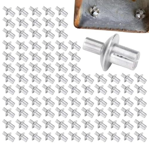 200pcs Aluminum Blind Rivet, Hammer Drive Rivets, Half Round Head Hammer Drive Blind Rivets, Aluminum Core Rivets, Knock Type Expansion Rivets for Home, Electronic, Precision (100pcs)