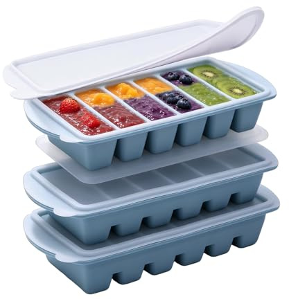 3 stampi per congelatore in silicone, per cubetti di ghiaccio, ogni contenitore contiene 6 porzioni da 175 ml, per congelare e conservare zuppe, salse, brodi, residui