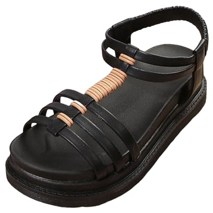 Dam gladiatorsandaler med kilklack vardagliga sommarpromenadskor, Svart, 40 EU | Dam gladiatorsandaler med kilklack för avslappnad sommarpromenad erbjuder vadderad komfort ---