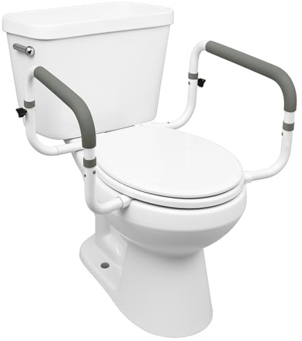 Carex Toilet Safety Frame - Toilet Safety Rails With Adjustable Width - Toilet Rails For Elderly, Handicap, Home Health Care Equipment After Surgery, Supports 300lbs