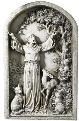 Saint St Francis Patron of Animals fredsträd statyett uteplats trädgård hem staty