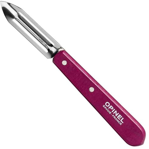 Opinel Essential Single Kitchen Knife, Cooking Tool Bladed Peeler, Painted Hornbeam Wood Handles, Made in France (No. 115, Purple)
