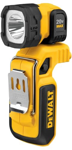 DEWALT 20V MAX LED Work Light Rechargeable, LED Flashlight, Magnetic Flashlight, Freestanding and Clip-On Light, 360 degree pivoting Head, Tool Only (DCL044)