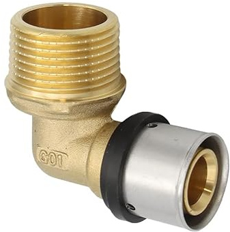 Pipetec Pressfitting Winkel Übergang 26x3 mm 1 Zoll Aussengewinde TH Kontur Verbundrohr, DVGW, TH-Profil