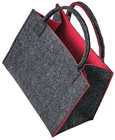 LaFiore24 Hochw. Filztasche Einkaufstasche Filz Shopper Festival Damen Handtasche grau-rot