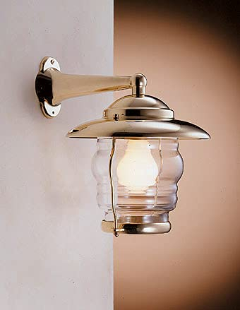Wandlampe Antik Messing Glas IP43 Maritim außergewöhnlich LATERNA Außenleuchte Hof Terrasse Haustür