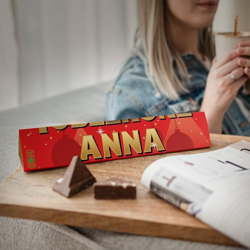 Toblerone Weihnachtsgeschenke Personalisiert mit Namen - Personalisier diese Toblerone mit Namen und Botschaft, Milchschokolade mit Honig und Mandelnougat (360 Gramm - Weihnachten)