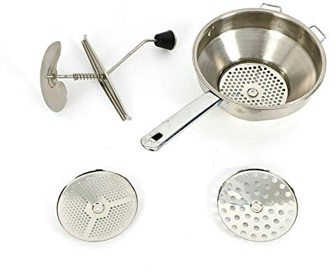 Passierino in acciaio inox con 3 inserti per colino per passare zuppe, pomodori, verdure, patate