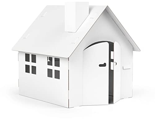 FOLDZILLA Spielhaus XXL 1,2 x 1,15 x 1,13 m aus Pappe Pappspielhaus Karton Haus - Spielhaus weiß