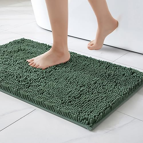 MIULEE Badematte 40x60 cm Matcha Grün – Super Saugfähiger Badteppich Weich & rutschfest, Waschbarer Badezimmerteppich aus Chenille Mikrofaser für Dusche & WC – Pflegeleichter Badvorleger für Zuhause