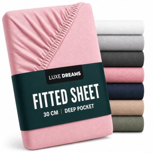 100% Cotton Single Fitted Sheet (90x190) cm 12 inches Deep Pocket Baby Pink | Ultra Soft, Wrinkle & Fade Free, Machine Washable, Durable & Long Lasting
