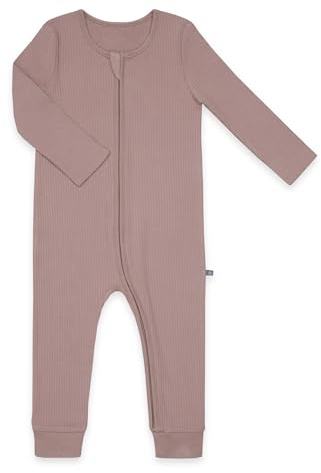 emma & noah Baby Schlafanzug, Weicher & Atmungsaktiver Strampler für Neugeborene, Oeko-TEX Zertifiziert, Langarm Pyjama mit Reißverschluss für Jungen & Mädchen, Ohne Füße (80, Essential Berry)