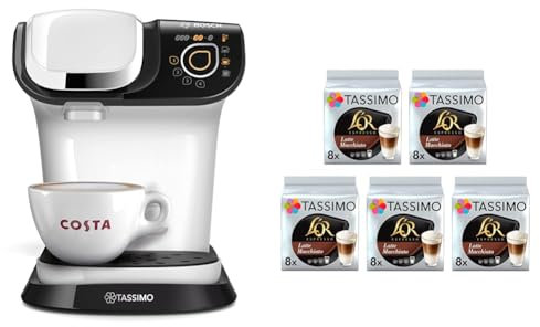 Tassimo Bosch My Way 2 TAS6504GB Coffee Machine, 1500 Watt, 1.3 Litre - White With L'OR Macchiato Bundle x 80 drinks