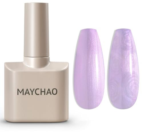 MAYCHAO 15ML Pearl Gel Nail Polish Pearlescent Shell Shimmer Mermaid Aurora Lavender Gel Polish Swirl Thread Effect Soak Off UV LED Lamp Curing for Nail Art Manicure Salon DIY at Home, 0.5 OZ