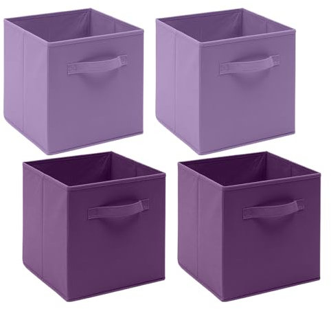 Homullel Foldable Storage Cube Boxes Set of 4, Storage Unit Box with Handle, Collapsible Storage Bins Organiser for Shelf Closet Organization