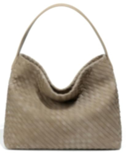 Slouchy Suede Woven Hobo Bags Donna Trendy Suede Borsa Crossbody Mezzaluna Spalla Satchel Bag Top Handle Tote Handbag, Verde erba, Taglia unica
