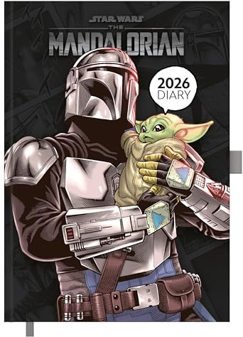 Pyramid THE MANDALORIAN 2026 - Calendario a libro A5 (15 x 21 cm) con motivi settimanali di Din Djarin & Grogu (Baby Yoda), per scuola, università, ufficio e fan