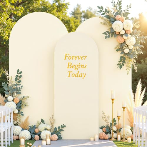 Beigefarbene Bogenabdeckungen, 3er-Set, 1,8 m, 1,8 m, 2,3 m, Beige, Bogen-Hintergrundabdeckung, Spandex, Hochzeitsbogen-Ständerabdeckungen für Babyparty, Geburtstag, Party, Hochzeit, Brautparty