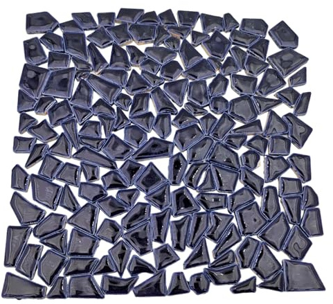 Piastrelle irregolari per mosaico in ceramica, 200 g, 0,5 x 2 cm, piccole pietre per mosaico fai da te e decorazione da parete (blu scuro)