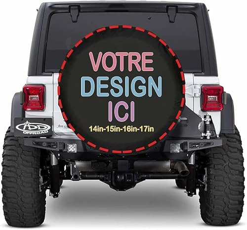 Housse Roue de Secours Personnalisable avec Photo Texte personnalisé protecteurs de Couverture de Roue de Secours imperméables pour Camion remorque RV SUV Universel 14 inch