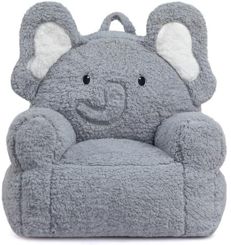BEJOY Cómodo sofá para niños, Sillón de espuma relleno, Individual Acogedor Holandés vellón Sofá infantil para niños y niñas, elefantes