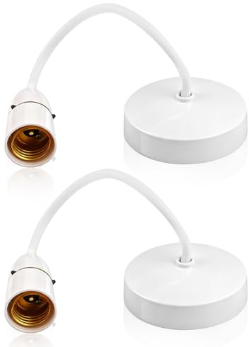 2PCS Ceiling Pendant Light Fitting E27 Screw Lamp Holder 8.5” Ceiling Rose Light Fitting for Dining Room Kitchen Living Room Bedroom Industrial Hanging Lights