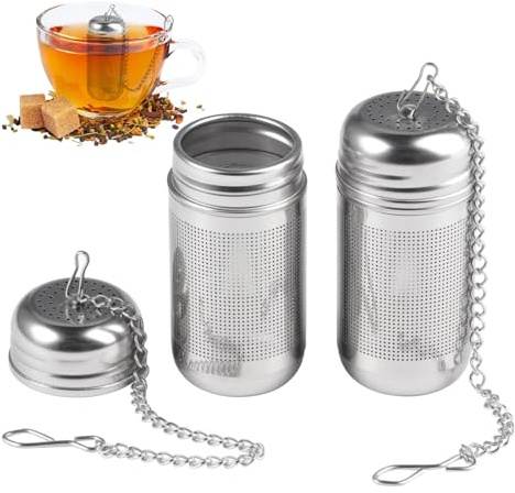 2 st. 304 tesil i rostfritt stål för löst te – återanvändbara teägg med finmasksnät och kedja, tea tränare antirostmaterial, teägg lämplig för koppar, flaskor, tekannor och termosflaskor