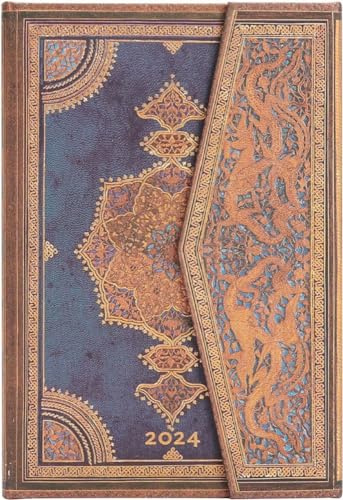 Paperblanks 12-Monatskalender 2024 Safawidisch Indigo | Vertikal | Mini (100 × 140 mm)