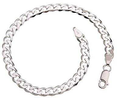 Silberketten-Store Pansarkedje-armband, för män, 5 mm, i 925-silver, nickelfritt armband, 1,2 mm tjockt, med karbinhake, 18cm, Silver