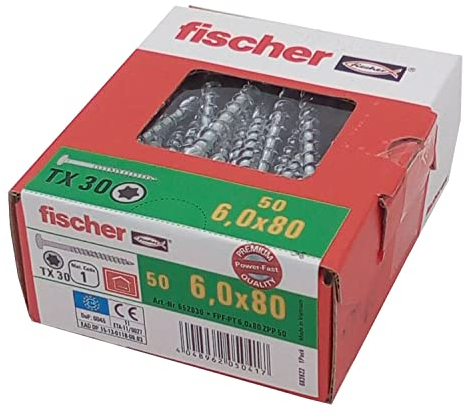 Fischer Power Fast, 6 x 80, semicircular kopftg TX, galvanizado, Azul, 652830