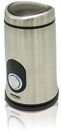 MPM MMK-02M Molinillo café eléctrico pequeño, semillas especias y frutos secos, cuchilla doble y cuerpo acero inox, 115g/min. capacidad 50g, 150W