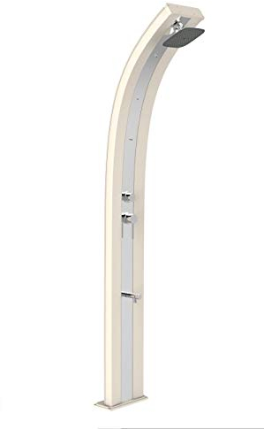 Doccia Solare da Giardino 40L Miscelatore Nebulizzatore e Lavapiedi Arkema Dada Fascia Inox Sabbia