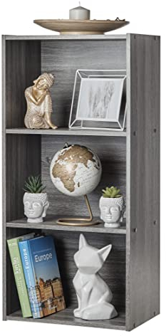 Iris Ohyama Mobile, librerie larghe 40 cm, Scaffale Angolare da Parete in Legno, 3 Livelli, Grigio, Polivalente, Modulare, Aperto, Per Soggiorno, Ufficio, Libri, Decorazioni, Montaggio Facile, CX-3