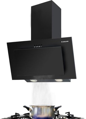 Gasland Chef AR60BP Hotte Aspirante Murale 60cm, Hotte de Cuisine Inclinée 350m³/h, 3 Vitesses, avec Filtre à Graisse en Aluminium à 3 Couches, sans Tête, Noir