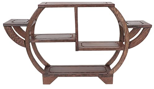 Happyyami Étagère en Bois Massif Étagère Antique Support De Plante en Pot Affichage Chinois Présentoir Mingei Étagère D'affichage De Jardinière Présentoir De Curiosités Ancien Coin Armoire
