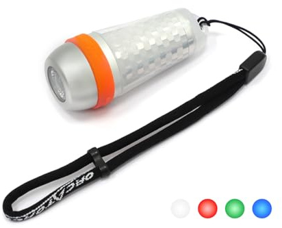 ORCATORCH SD03 Dive Signal Light 4-Color-in-1 (Blue, Red, White, Green) 8 Modes Scuba Diving Beacon with Constant and Flashing Modes, Mini Scuba Tank Marker Light for 150M Underwater Diving