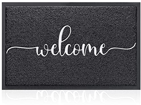 AAZZKANG Welcome Mat Non Slip Door Mats Outdoor Quickly Trap Dirt Easy to Clean for Front Door,Indoor,High Traffic Areas Entrance Black
